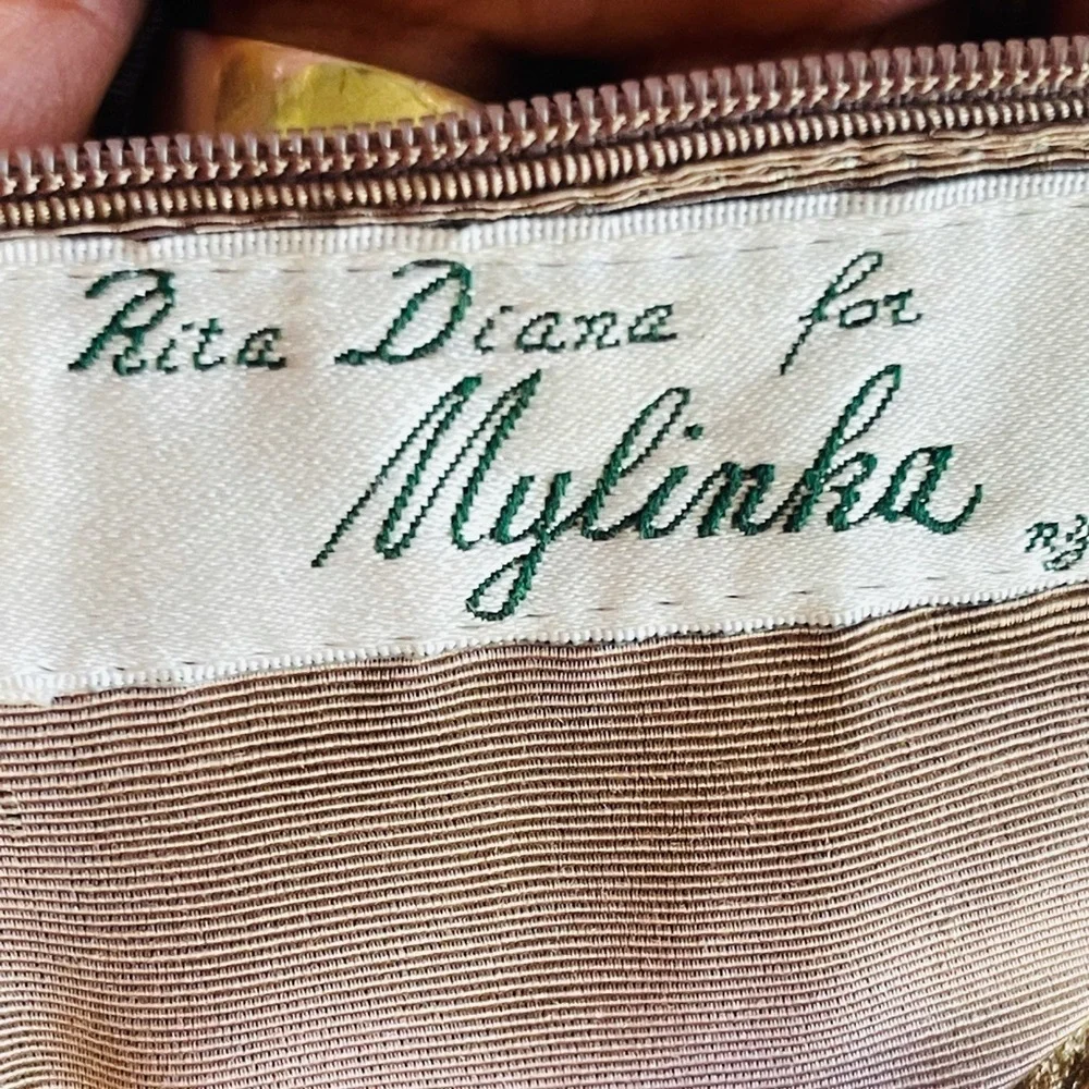 Rita Diana for Mylinka Vintage Bronze Sequin Design Hobo Crossbody Bag